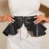 Elastic Corset Band Punk Leather Waistband Pleated Skirts Wide Belts Layered Swallow Cummerbunds