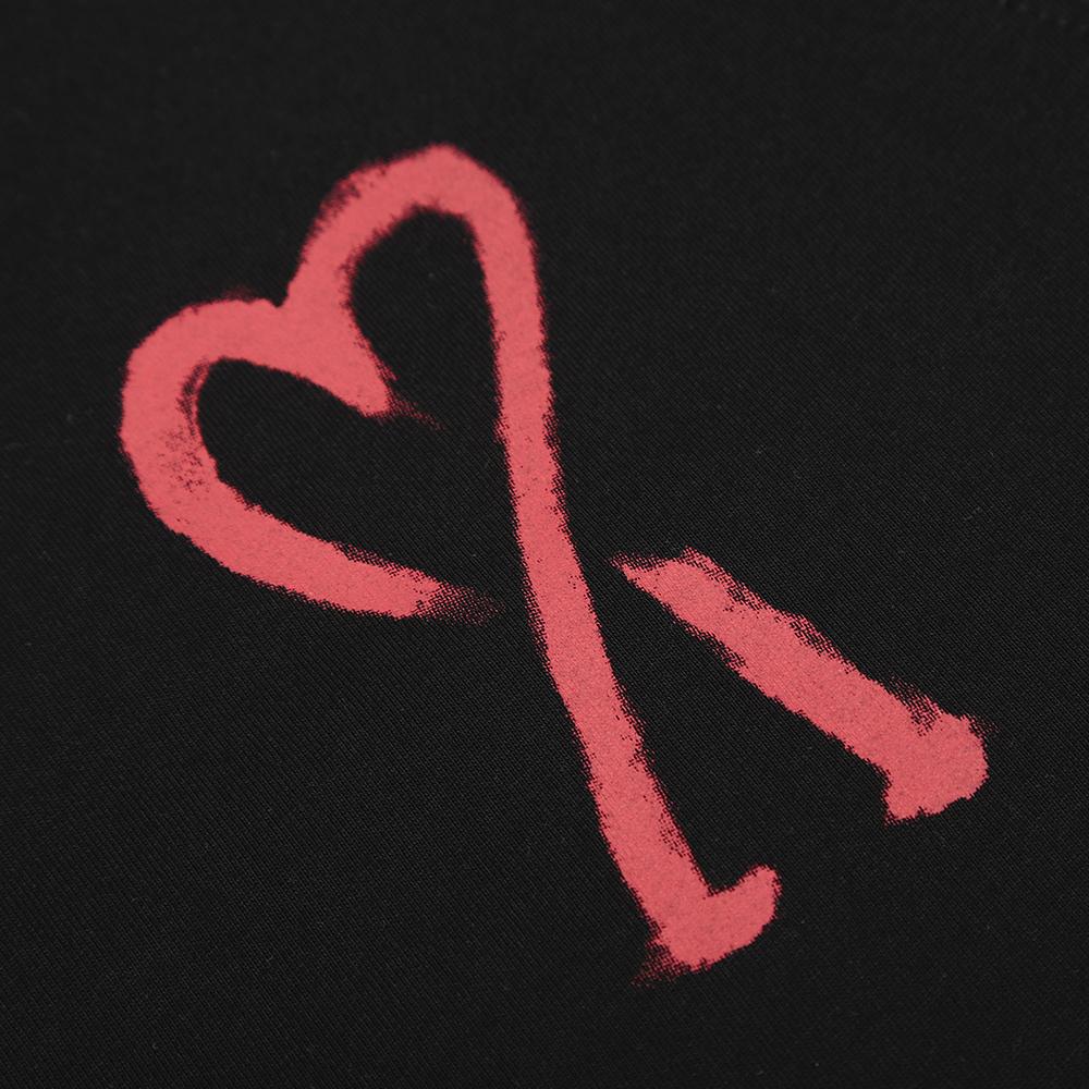 AMI 2025 Лето Новая Свободная Большого Размера Мужская Футболка из Чистого Хлопка с Принтом