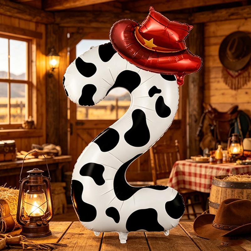 40 Inch 0-9 Number & Hat Balloon Set, Perfect For Birthdays, Farm-Themed Parties, Anniversaries, Valentine's Day