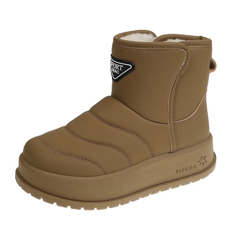 Женские зимние бархатные высокие зимние ботинки 2024 года — теплая, стильная повседневная обувь в корейском стиле (Модель КТ2822)