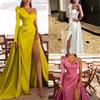 Sexy One Shoulder Evening Dress Silks and Satins Long One-Shoulder Trailing Banquet Evening Dress
