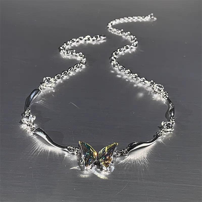 Ожерелье-чокер Huan Cai из титановой стали с градиентной бабочкой, модный тренд 2024 года для мужчин и женщин