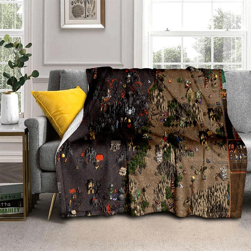2025 New Style HOMM3 Heroes of Might and Magic Map Treasure Chest Blanket,Soft Throw Blanket for Home Bedroom Bed Sofa Travel