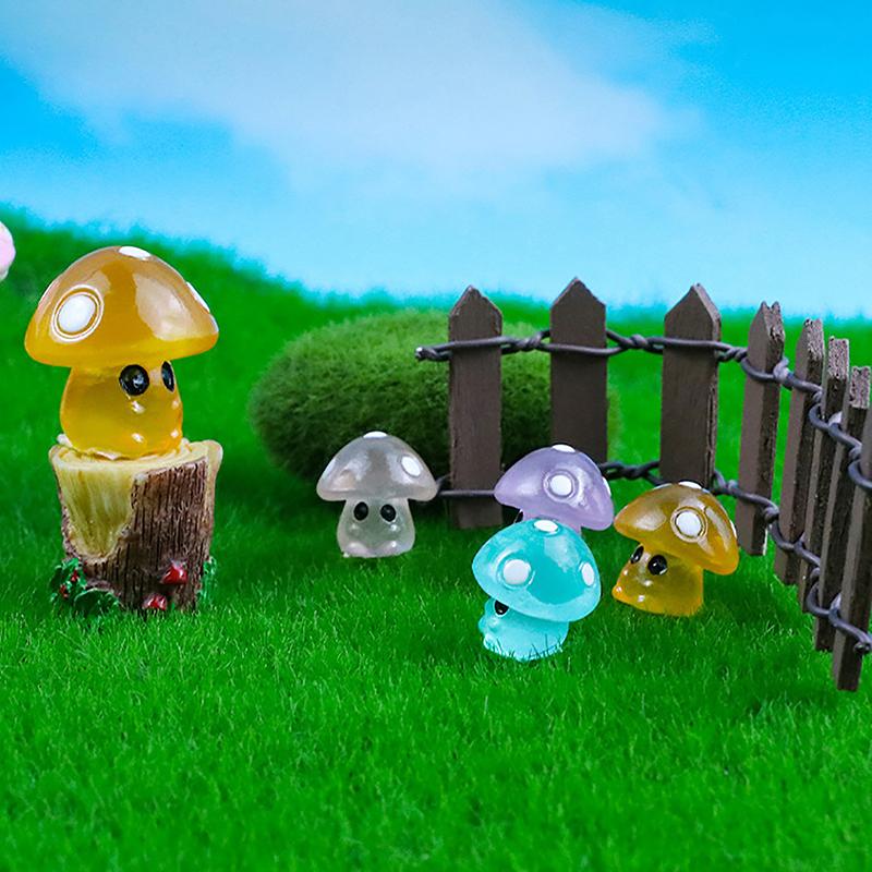 5 шт. красочные светящиеся крошечные грибы мини-статуэтки миниатюрные светящиеся грибы сказочные садовые аксессуары домашний декор своими руками