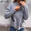Autumn/Winter Women's Casual Fashion Solid-Colour Pocket Cardigan Jacket