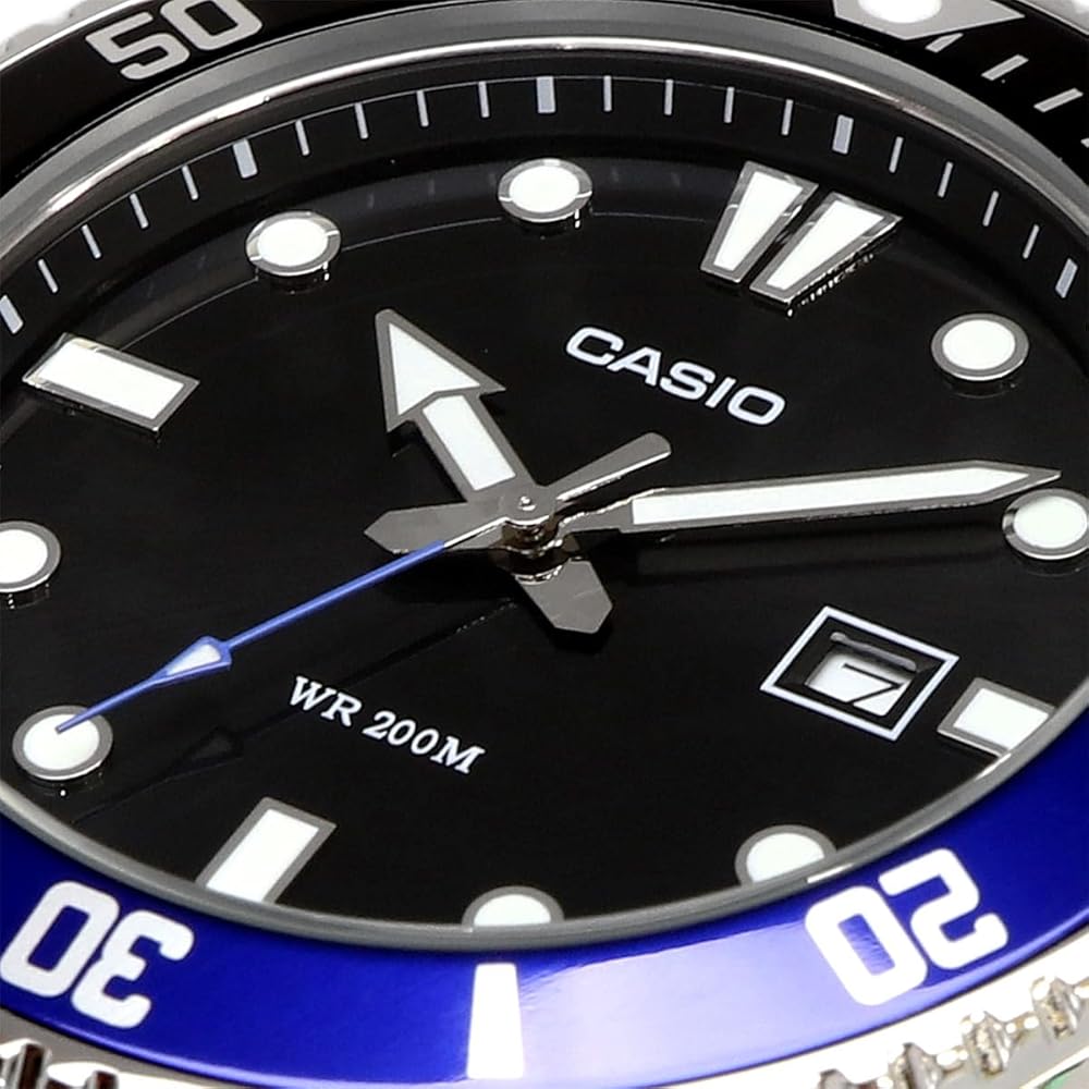 Casio MDV-107-1A2V Analog Sports Watch 20 ATM Water Resistant Black Blue Bezel Rubber Band