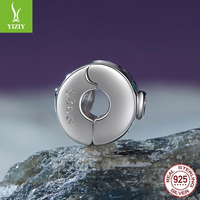 S925 Sterling Silver Bright Fireworks Silicone Buckle Positioning Buckle Diy Jewelry Bracelet Accessories Beads Cross-Border