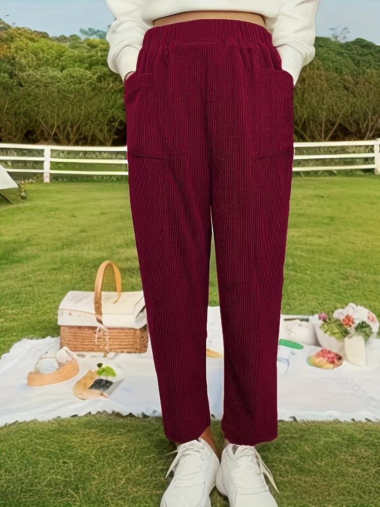 Однослойные вельветовые брюки-шаровары для весны и лета, однотонные литературные и ретро женские брюки свободного кроя с карманами в повседневном стиле