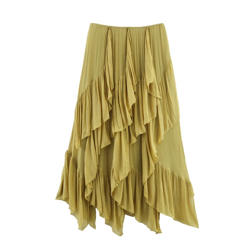 Kaslead New Women Clothes Western Style Fashion Simple Laminated Decorative Skirt 0148042 515