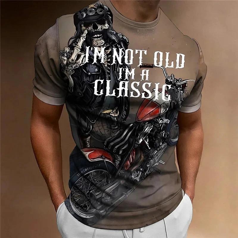 Hot selling men's summer motorcycle racing letter print comfortable and breathable round neck T-shirt outdoor street fashion top