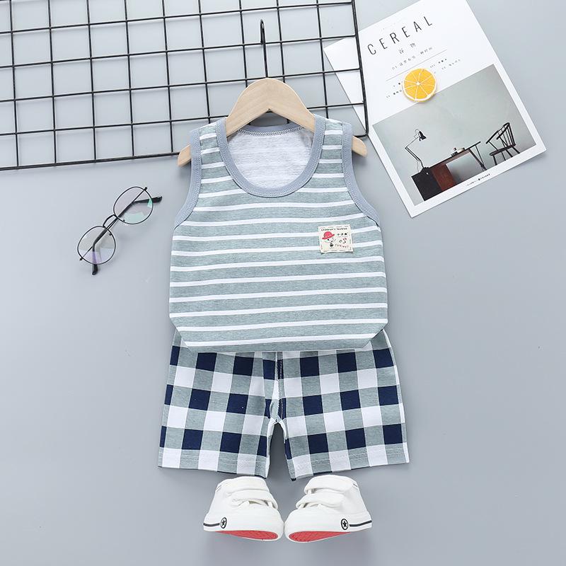 Children's Vest Set Pure Cotton Summer Boys' Sleeveless Shorts Girls' Suspenders Children's Two-piece Set