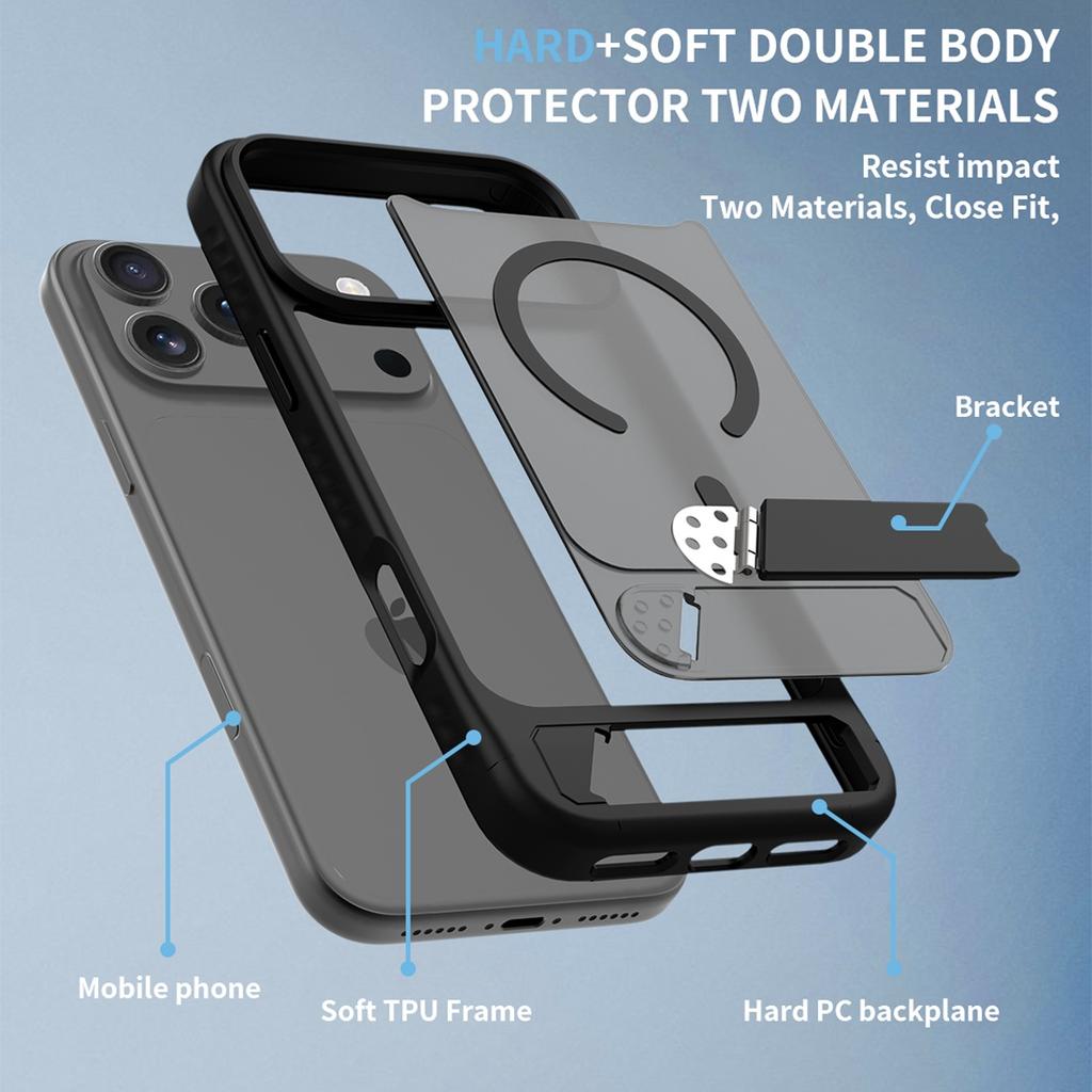Fit iPhone 17 Pro Matte flush Stand Case, Compatible with MagSafe Shockproof Slim Protection Cover For iPhone 17 Pro Max