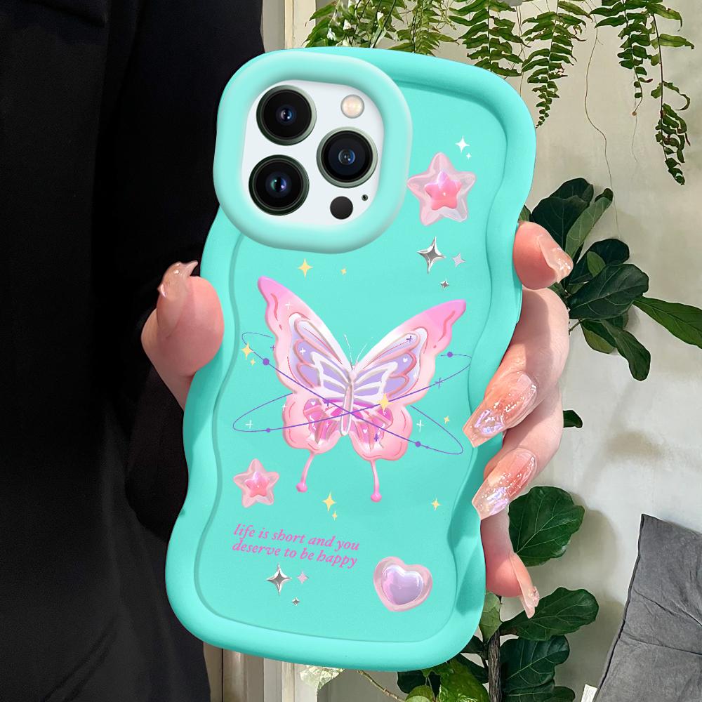 Мягкий чехол для телефона Dream Butterfly для iPhone 11 12 13 14 15 Pro Max 6 6S 7 8 Plus Xs Wave Edge, противоударный защитный резиновый чехол