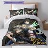 Black Clover Pattern Bedding Quilt Set Quilt Cover Pillowcase Home Birthday Gift(1 * duvet cover + 2 * pillowcase, without core)