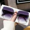New Square Frameless Fashionable Sunglasses, Versatile and Minimalist, Laser Trendy Sunglasses, Women's Gradient Color