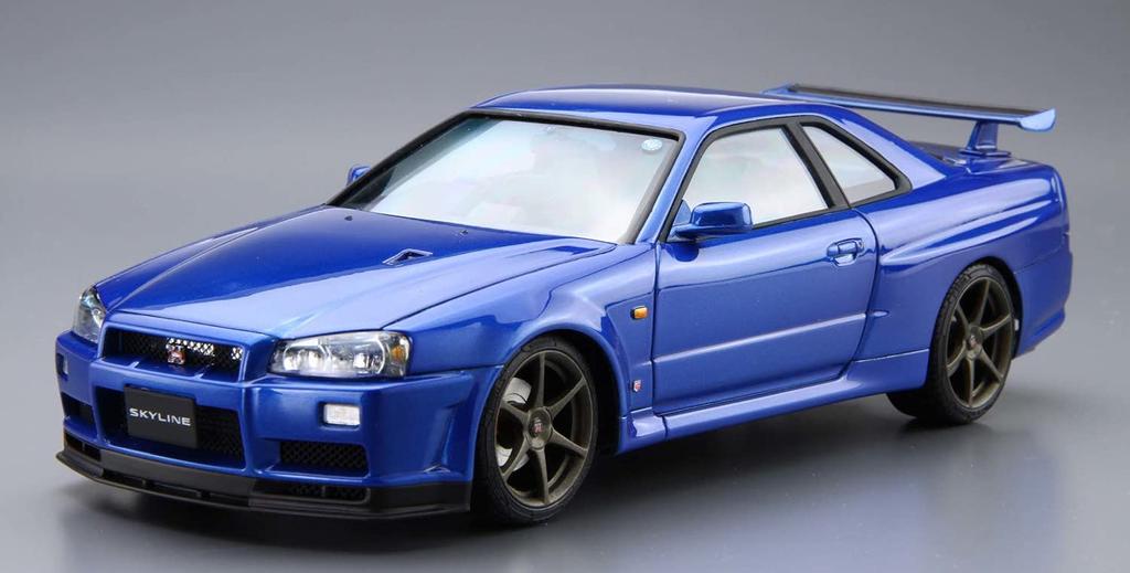 AOSHIMA The Model Car Series Nissan BNR34 Skyline 2002 Plastic Model 1/24 No.8 GT-R V-specII