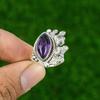 Подарок для нее Натуральный звездчатый аметист Мульти камень Регулируемое кольцо Серебро 925 пробы