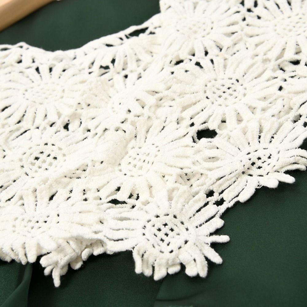 Бохо Шик Кружевной Шаль Пончо Креативный Ажурный Жилет Ложный Вязаный Крючком Воротник Украшение для Одежды