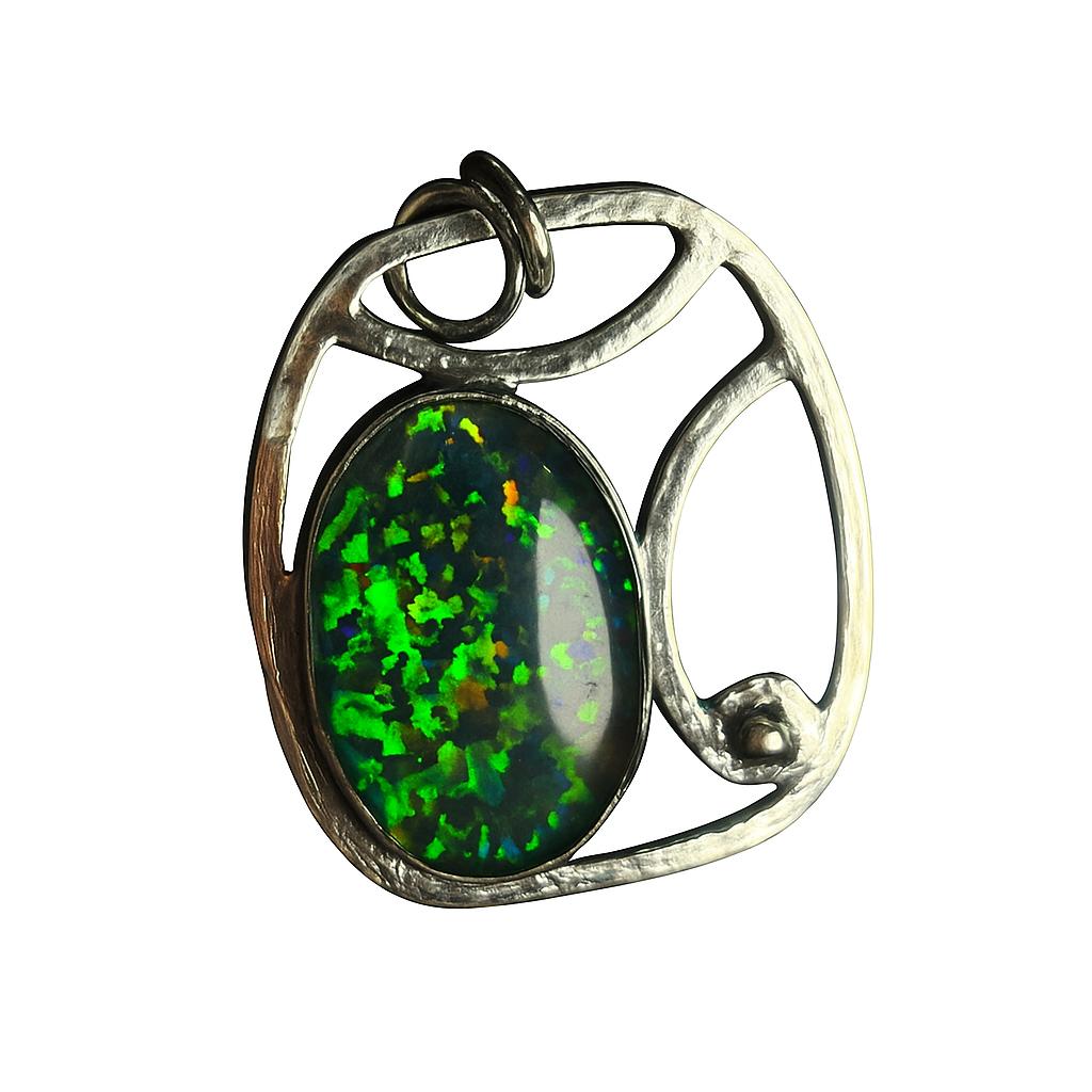 38.70 Ct Natural Aurora Fire Opal Oval Certified 925 Sterling Silver Pendant