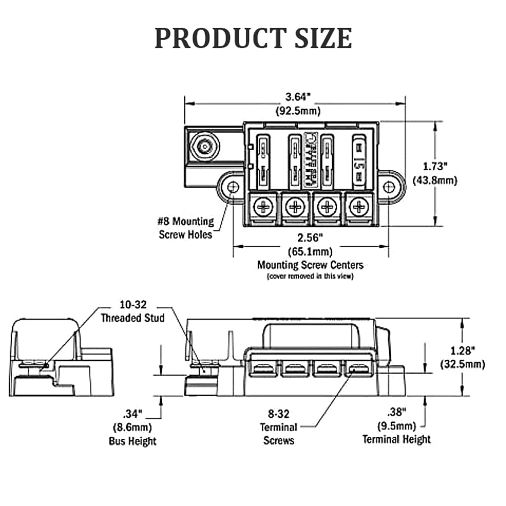 Bskivd 4-Way 12-32V 4 Circuit Fuse Block Fuse Box for Auto Boat Marine with Cover