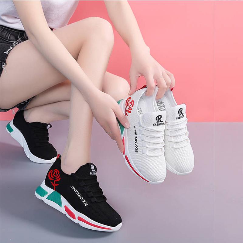 Осенняя женская спортивная обувь в новом стиле с сетчатым принтом, дышащие повседневные женские кроссовки на толстой подошве