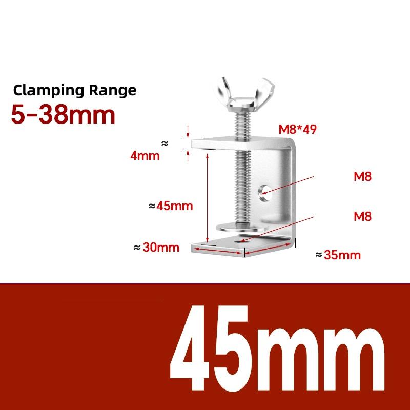 1pcs 304 Stianless Steel Tiger Clamp C-clamp Steel Pipe Square Clamps Adjustable Fixed Holder Clips ID 20~130mm Multiple Shapes