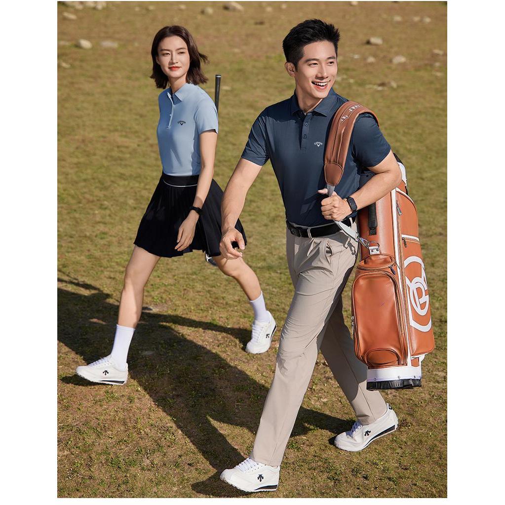 Callaway 2025 Летняя вышивка Высококачественная повседневная рубашка-поло для гольфа в спортивном стиле с однотонными лацканами