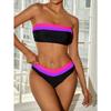 Сексуальный купальник бандо 2025 женский черный в полоску пэчворк пуш-ап с высокой талией летний купальный костюм из двух частей купальник бикини