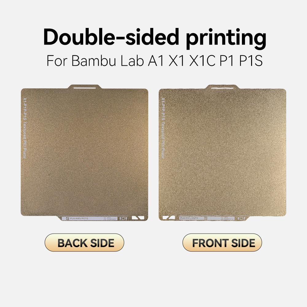 Печатная платформа PEI для Bambu Lab X1/P1P/P1S Текстурированный двусторонний лист из пружинной стали PEI для аксессуаров 3D-принтера Bamboo Lab