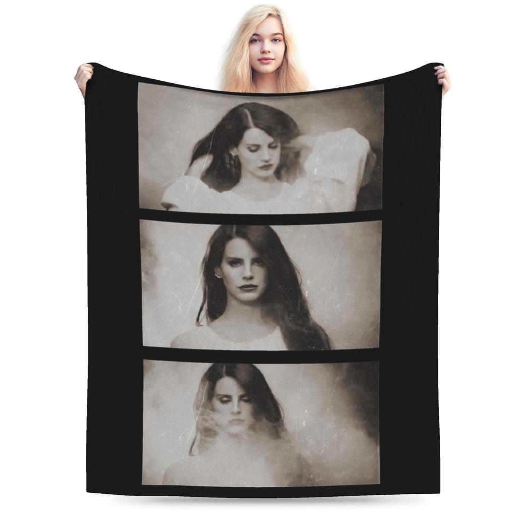 Faces of Lana Del Rey Blankets Flannel Autumn/Winter Multifunction Warm Throw Blanket for Sofa Office Plush Thin Quilt