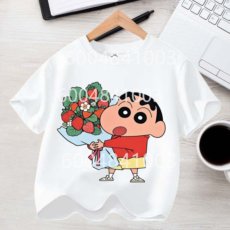 Crayons Shinchan Children T Shirt Kawaii Cartoon Boy Girl Short Sleeve Tee Shirt Summer Kids Clothes Anime Toddler Colour Tops