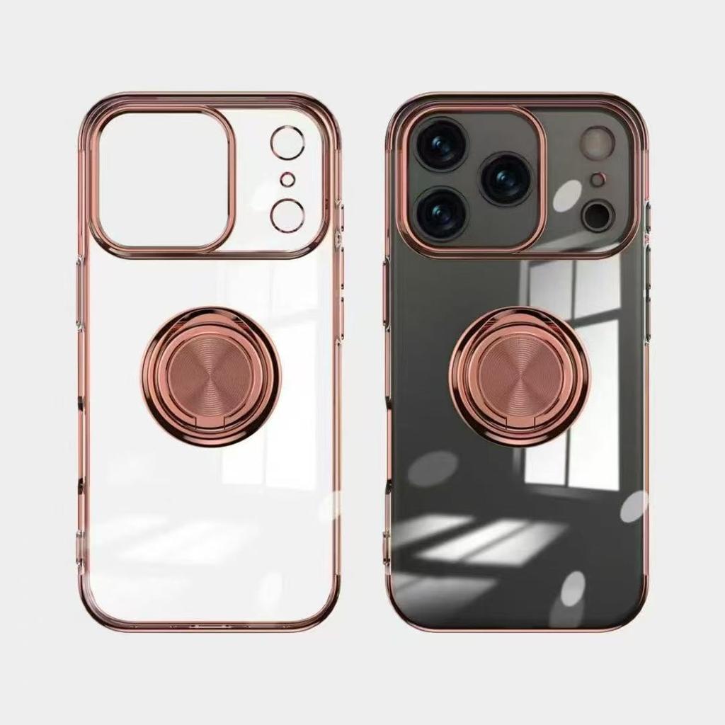Чехол для телефона с кольцом-подставкой с покрытием для iPhone 17Air 17Pro 17 16 15 14 13 12 Pro Max Plus, прозрачный чехол с магнитом для автомобиля Funda Coque
