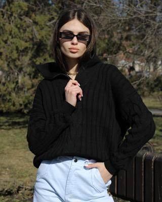 Свитер с высоким воротником QU Style 210121 черный