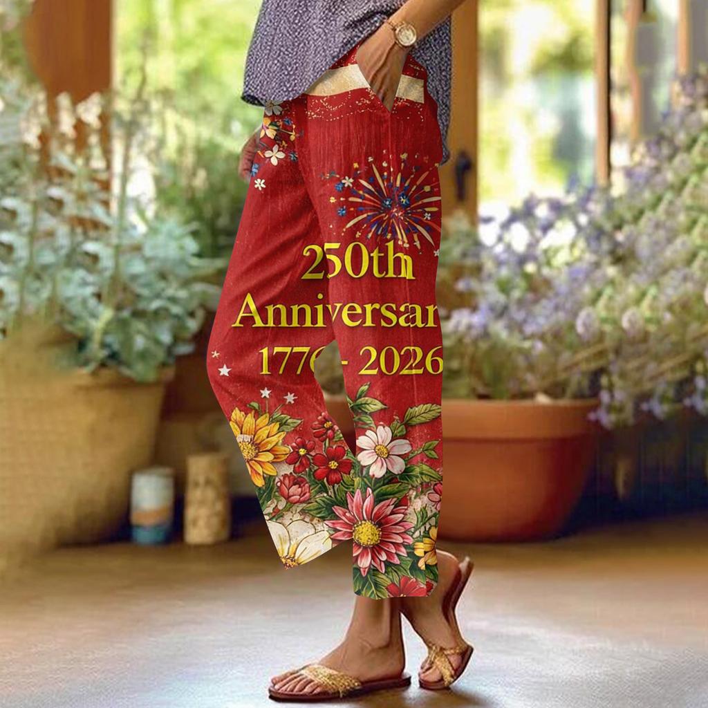 Женские повседневные модные принтованные прямые брюки с карманами