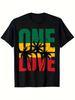 One Love With Palm Trees Graphic Reggae Style Print Suitable For Fans For Concerts Music Nights And