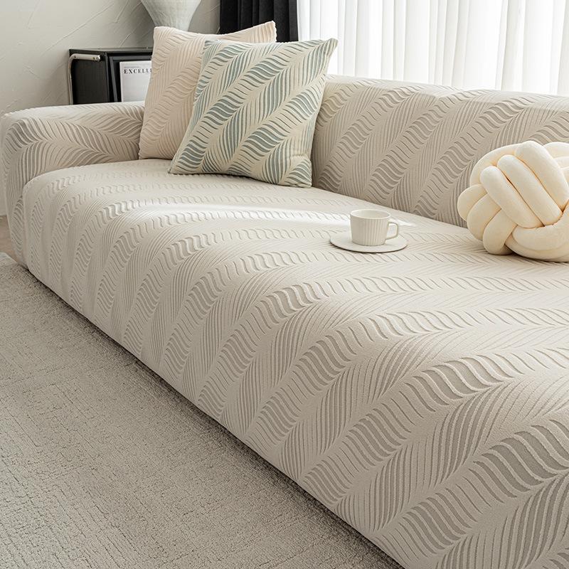 Luxury High Elasticity Sofa Cover Diagonal Leaf Corner Couch Cover For Living Room All-Season Velvet Dust-Proof Home Accessories