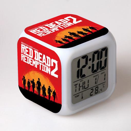 Western John Client Alarm Clock Student Small Gifts Color-changing Colorful Alarm Clock Square Clock