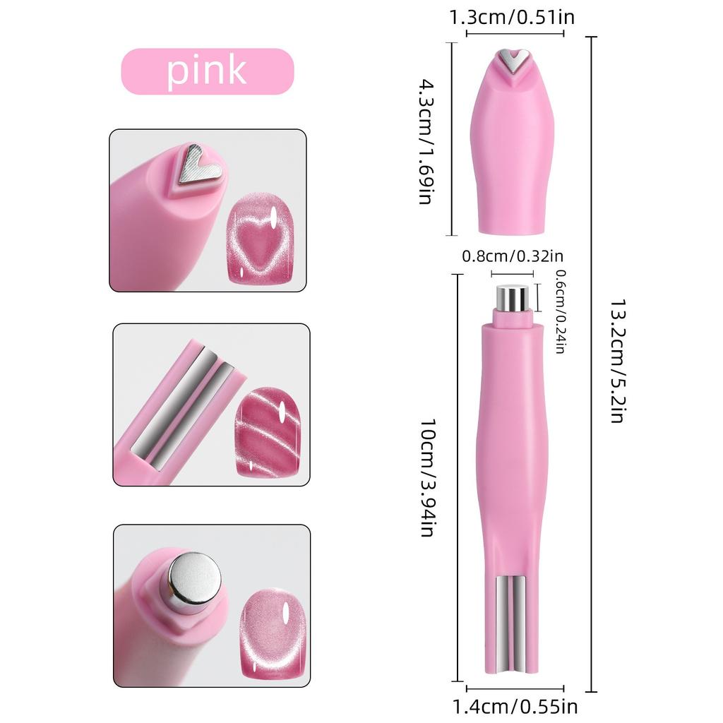 3D Love Heart Nail Magnet 3in1 Cat Eye Effect Double Line Moon Snake Pattern French Nail UV Attraction Magnetic Stick Manicure