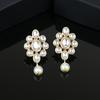 Fashionable Party Gold Plated Pearl Stud Earrings