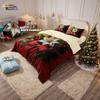 3 предмета Рождественский красный с цветочным принтом бесшовный комплект пододеяльника разных размеров постельное белье для спальни праздничное украшение мягкий машинная стирка