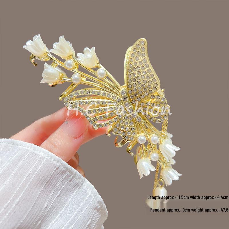 Ландыш Колос Заколка для волос: Женская новая заколка-краб с кисточкой в китайском стиле для элегантных высоких причесок.