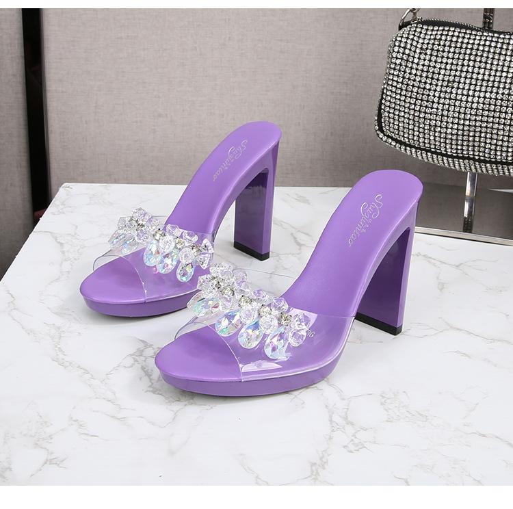 Woman Female Summer Korean Version Catwalk Model Shoes Sexy Black Waterproof Platform High-heeled Sandals 9053 Series 11cm Heel 2cm Platfrom LFD