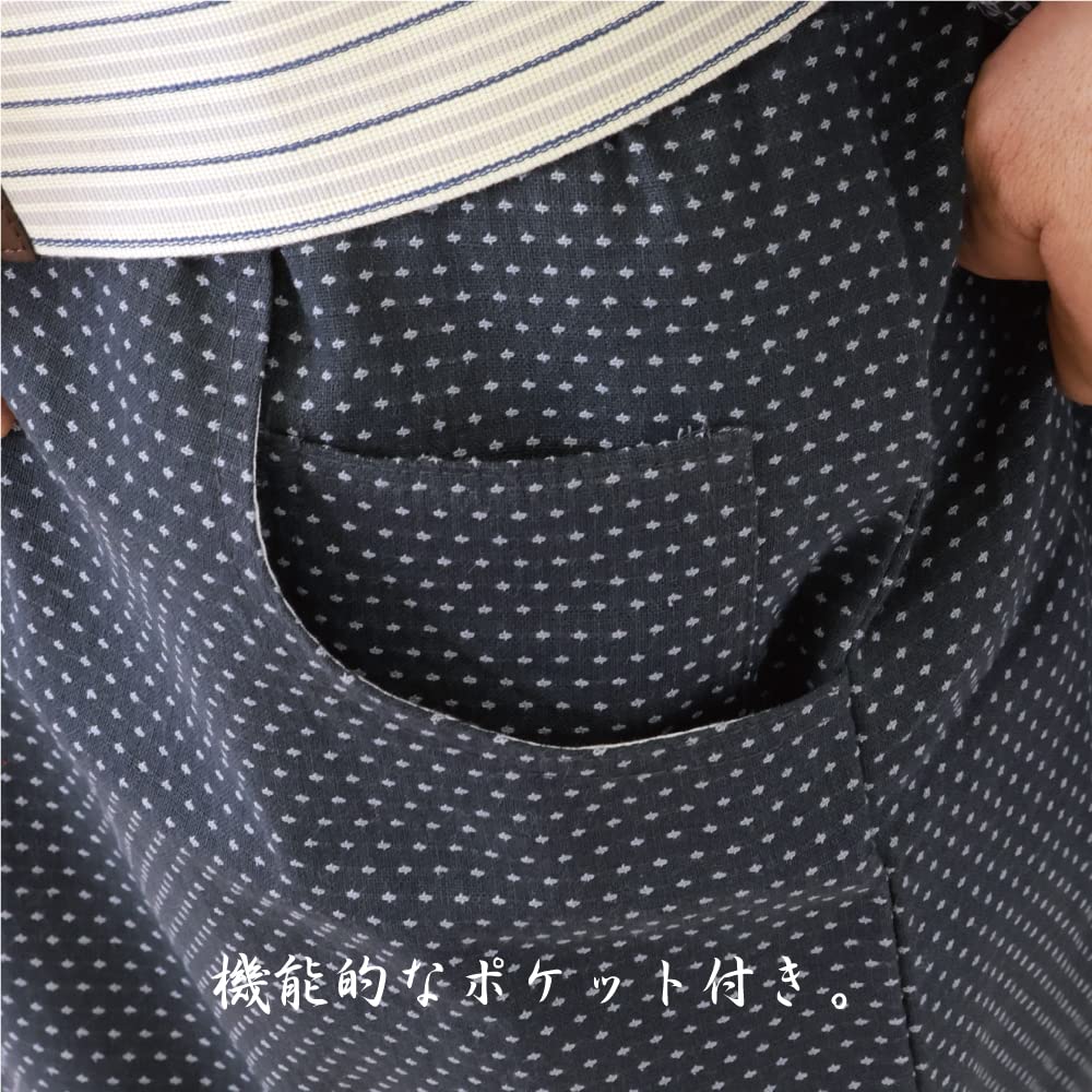 Single Dot Sashiko [SWINGPLUS] Kimono, Clothes, Yukata, Pattern, Weave, 100% Cotton, Men's (M, Navy)