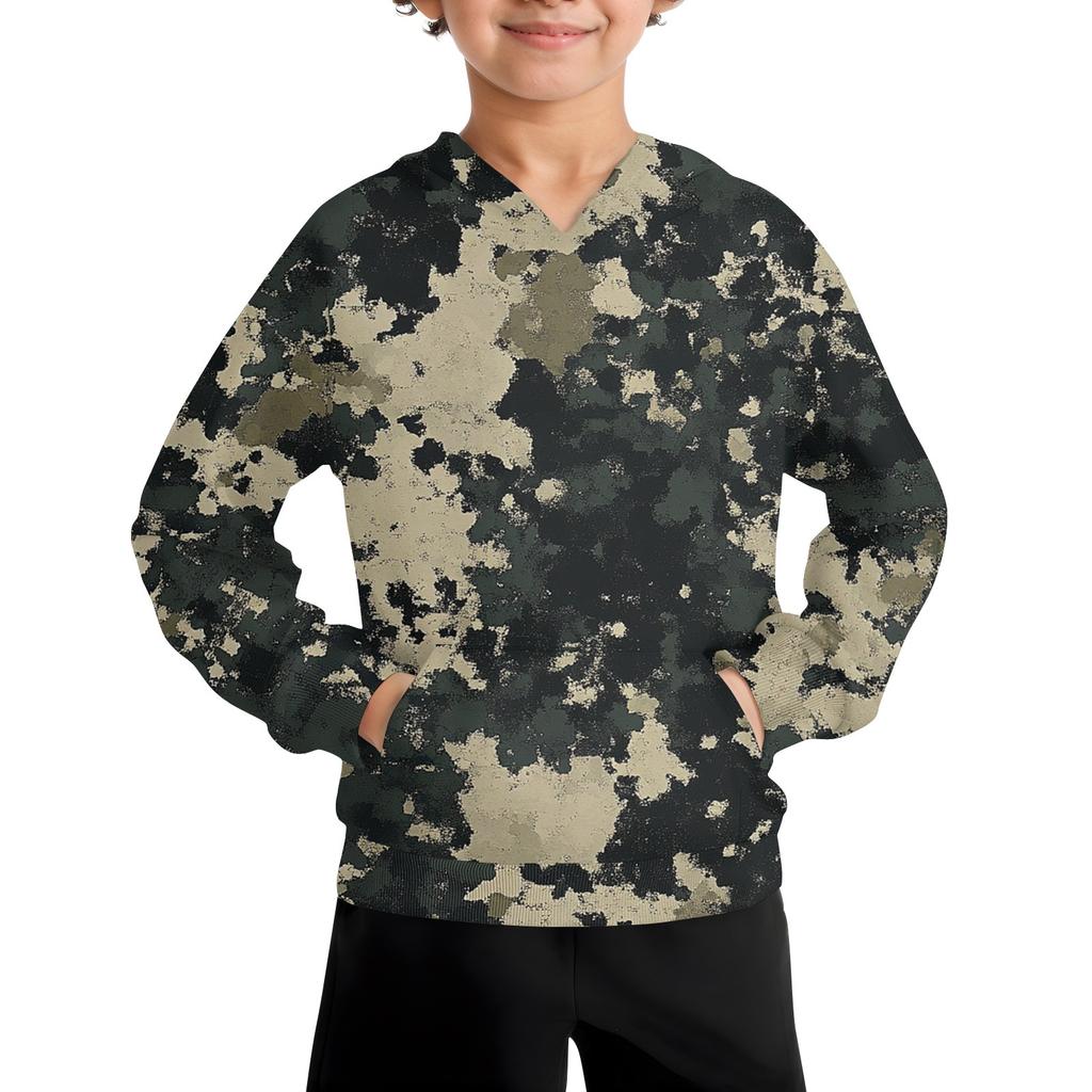 Boys Casual Fashion Long Sleeve Hooded Pocket Sweatshirt