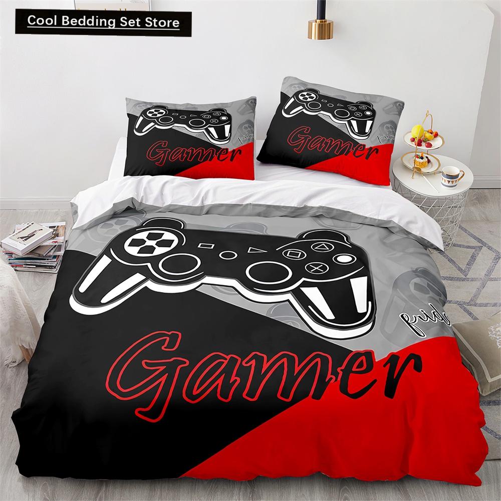 Пододеяльник Game King Queen 3D Black Game Handle Комплект постельного белья для детей, подростков, мальчиков, мужчин, геймеров, декор спальни, пододеяльник, наволочка