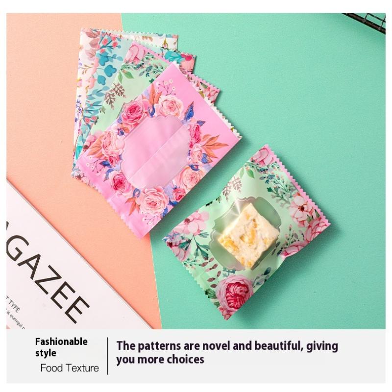 100 шт. Цветочный пакет для печенья, обертка для конфет, кондитерский мешок, самодельная упаковка для печенья ручной работы, пластиковая упаковка для свадебной вечеринки, кухни