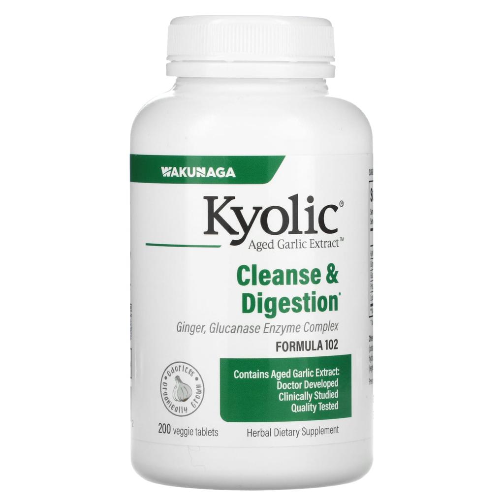 Kyolic Aged Garlic Extract, Eliminates Candida and Improves Digestion, Formula 102, 200 Veggie Tablets