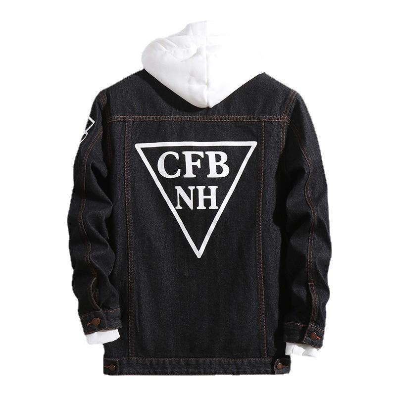 Модная мужская куртка больших размеров на осень и зиму с принтом свободного покроя с эластичной джинсовой курткой с принтом