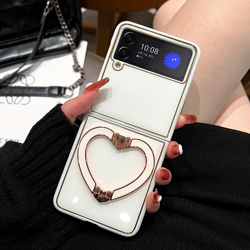Чехол-подставка для телефона с бриллиантовыми сердечками для Samsung Galaxy Z Flip 3 Z Flip 4 5G, жесткий чехол из ПК для ZFlip3, защитный чехол