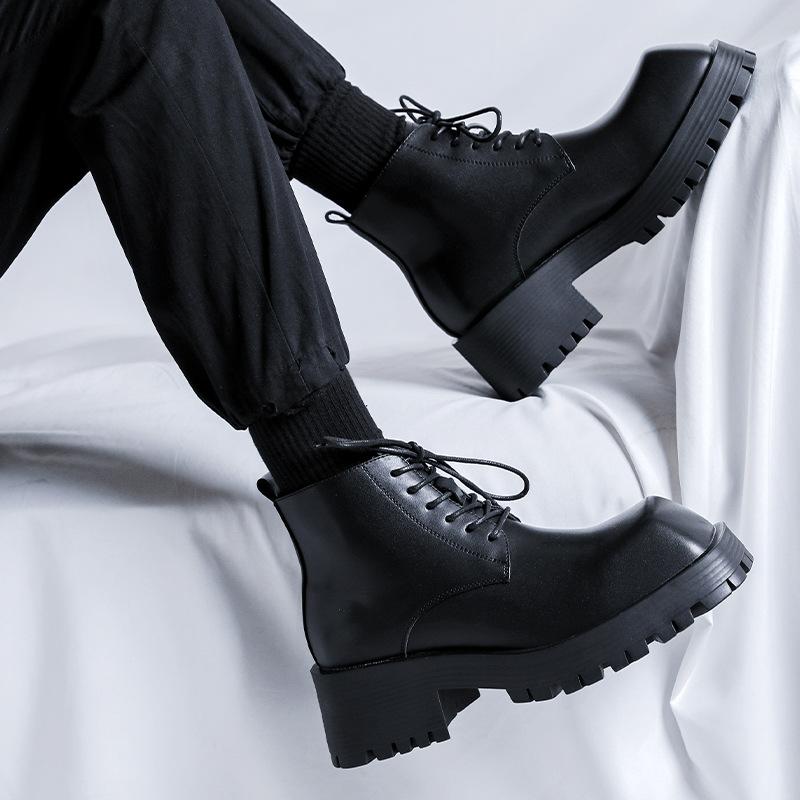 Высокие ботинки Мартин мужские осень 2025 новые ботинки в британском стиле на толстой подошве мужские ботинки-локомотивы с квадратным носком кожаные ботинки 2906-R